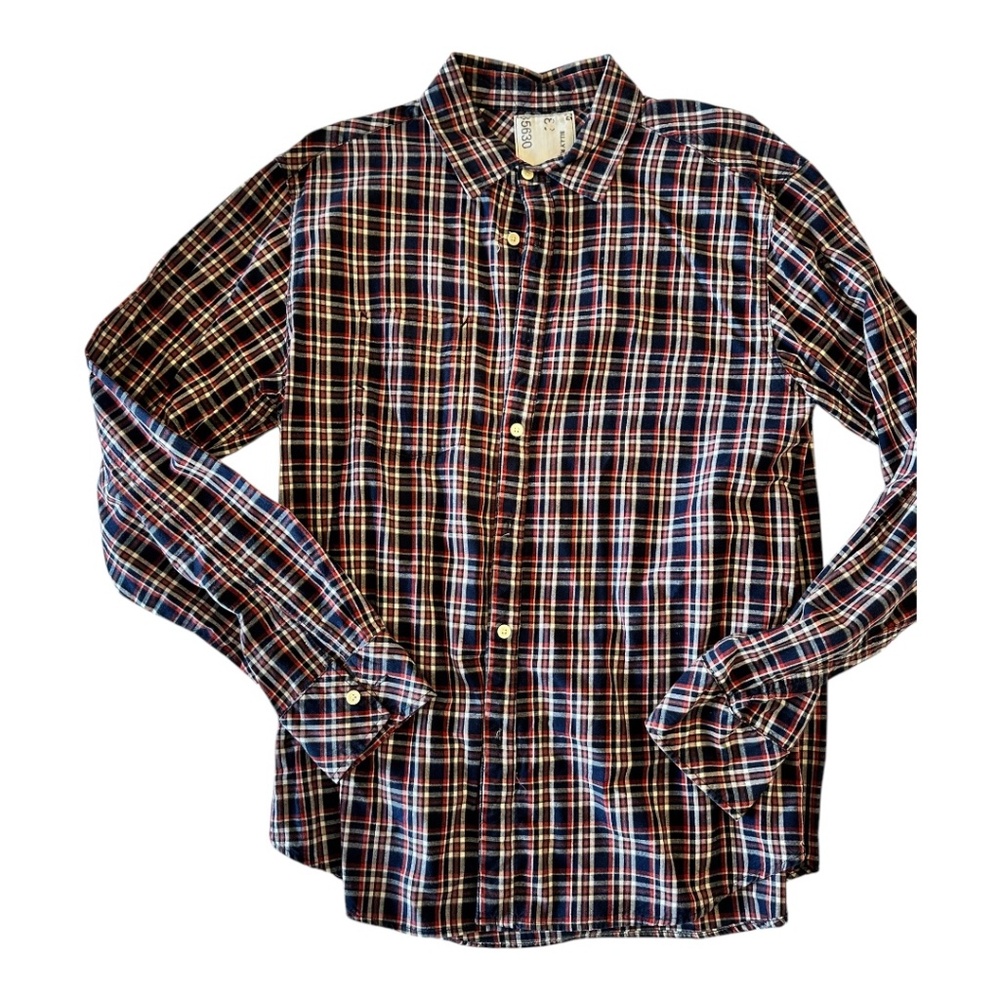 Billy Reid Plaid Check Rugged Buttondown – XL (Navy/Red/White)